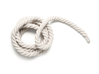 Rolled rope on white background
