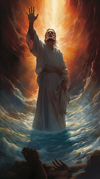 Jesus Cristo o profeta estendendo sua m&atilde;o de amor e f&eacute; 