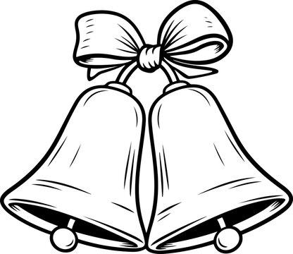 recommend clip art: Christmas Bells icon vector illustration. Black and white outline Christmas Bells coloring book or page for children