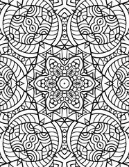 Circular pattern in form of mandala for Henna, Mehndi, tattoo, decoration. Decorative ornament in ethnic oriental style. Coloring book page.