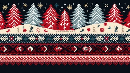Knitted Christmas Ugly sweater background in white, red, green colors. Knit print. Knitted Xmas sweater texture wallpaper. Merry Christmas Happy New Year concept.. - obrazy, fototapety, plakaty