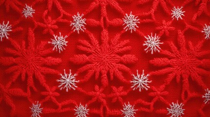 Naklejka na ściany i meble Knitted Christmas Ugly sweater background in white, red, green colors. Knit print. Knitted Xmas sweater texture wallpaper. Merry Christmas Happy New Year concept..