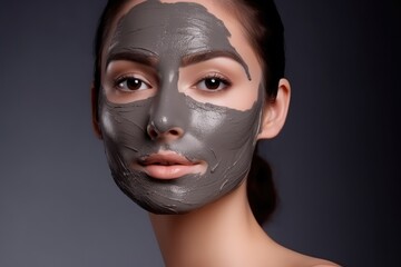 Close up portrait of a beautiful woman with facial mask