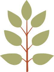 Tree branch with leaves. Autumn leaf design element vector illustration