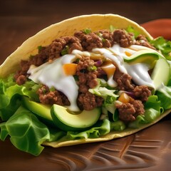 A taco that has morphed into a lion, with lettuce as its mane and ground beef as its body5