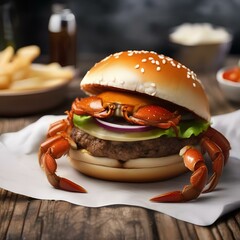 A hamburger turned into a crab, with bun claws and patty body1