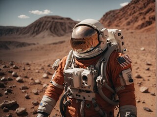 astronaut walking on mars