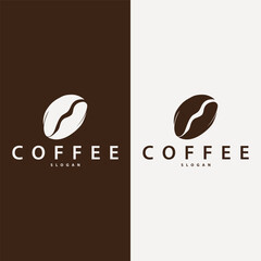 Coffee Logo, Simple Caffeine Drink Design from Coffee Beans, for Cafe, Bar, Restaurant or Product Brand Business