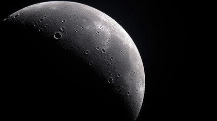 Moon with craters, Black Background