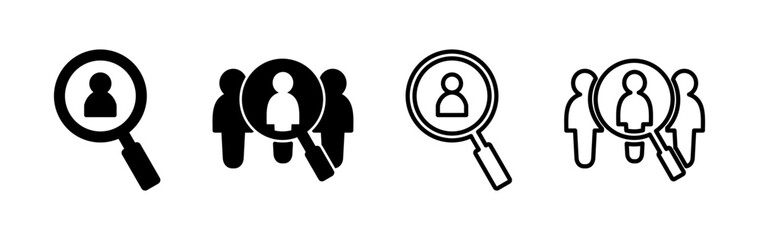 Hiring icon vector. search job vacancy icon. magnifying glass looking for people