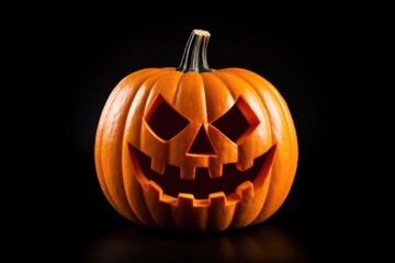 happy halloween pumpkin on black