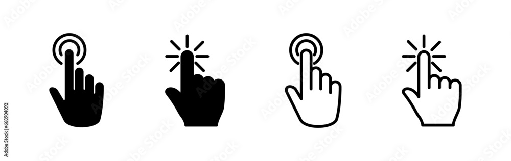 Poster hand click icon vector. clicking finger icon. pointer icon