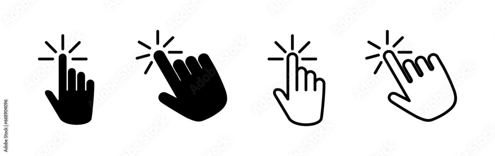 Poster hand click icon vector. clicking finger icon. pointer icon