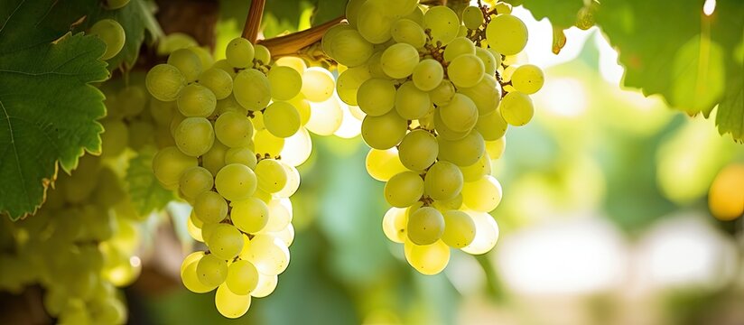 Delicious grapes flourishing and maturing outdoors