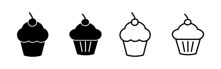 Cup cake icon vector. cake icon. bakery. muffin - obrazy, fototapety, plakaty