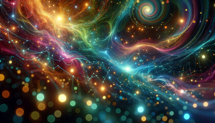 Fototapeta premium Surreale Neon Galaxien, Digitalisierung trifft Natur-Makrofotografie, Einzigartige, futuristische Kunstwerke