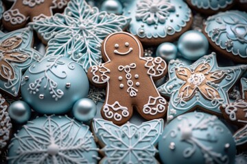 A close up of a plate of decorated cookies.