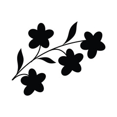 cute flower branch with leaves isolated icon vector illustration design. Silhouette of a flower with several leaves. Natural and plant design elements