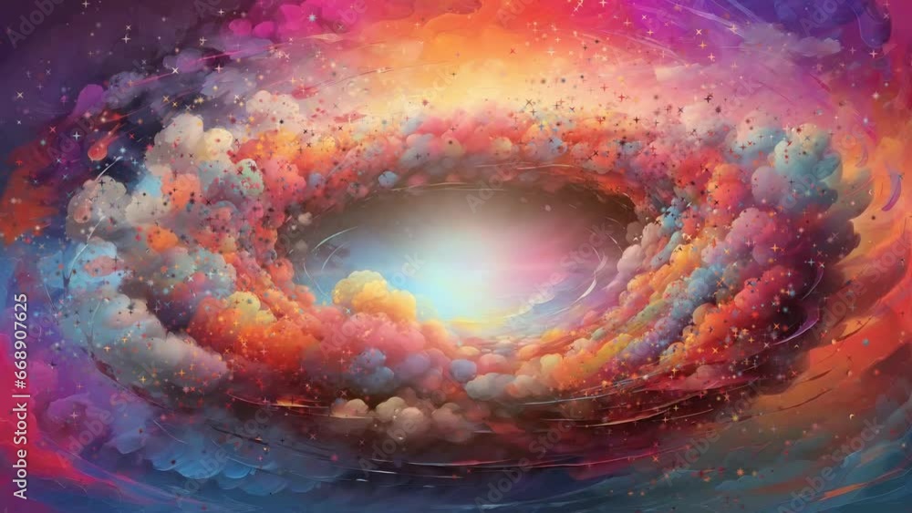 Wall mural abstract background with colorful circle cloud video animation, seamless animation video background 