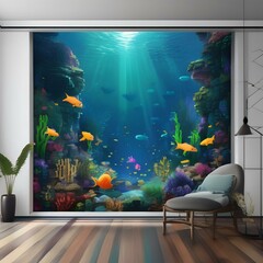 62 Design a pixel art scene of a magical underwater world with mermaids and sea creatures3