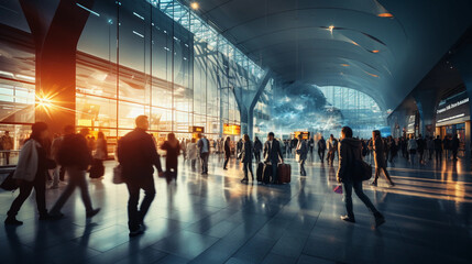 blurry picture of a busy airport