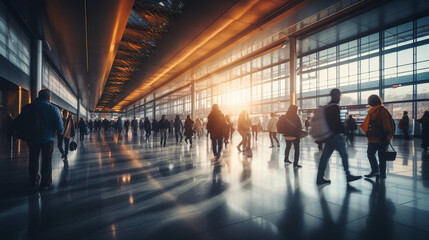 blurry picture of a busy airport
