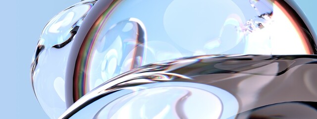 Crystal mysterious transparent glass, water-like elegant and modern 3D Rendering abstract background