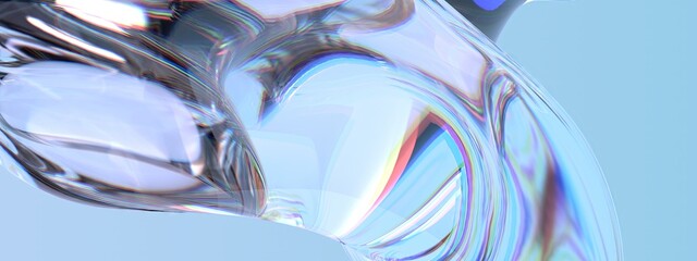 Crystal refreshing fresh glass, water-like elegant and modern 3D Rendering abstract background