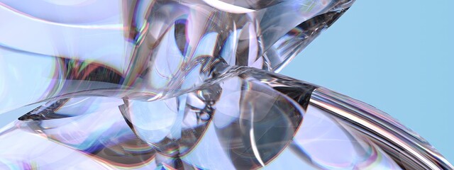 Crystal organic clear glass, water-like Elegant Modern 3D Rendering abstract background