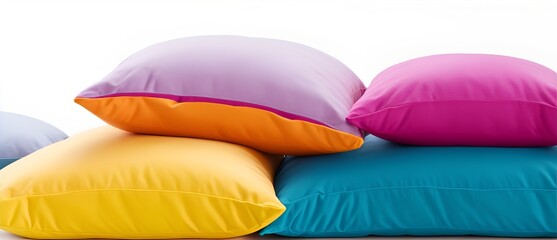 Colorful pillows on plain white background from Generative AI
