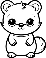 Raccoon vector illustration. Black and white outline Raccoon coloring book or page for children