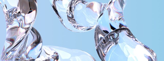 Crystal fresh transparent glass, water-like Elegant Modern 3D Rendering abstract background