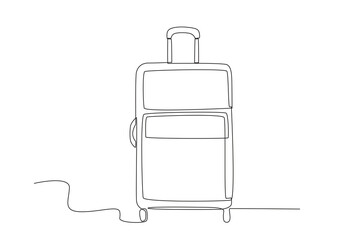 A large suitcase for traveling by plane. Baggage one-line drawing