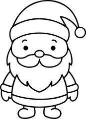 Christmas Santa Claus icon vector illustration. Black and white outline Christmas Santa Claus coloring book or page for children