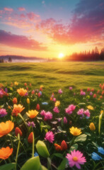 Fototapeta premium sunset in the field