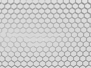 Fototapeta premium abstract 3d rendering of white cubes with hexagons. futuristic technology and design of futuristic surface pattern.