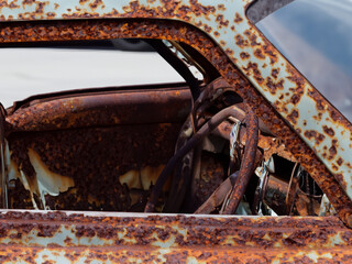 Fototapeta premium rusty old car door with rusty paint