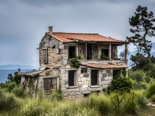 Fototapeta na wymiar old abandoned house in greece