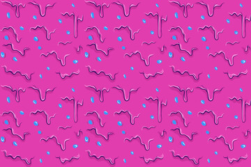 Pink melted seamless pattern with blue dots. Grime melted background