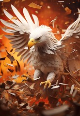 3D Render of an Eagle made of Lot of Shapes. Predator. Artistic Eagle Rendering.

