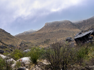 Rain Clouds Cling To the Peaks Of Sierra Del Caballo Muerto Mountains In Big Bend