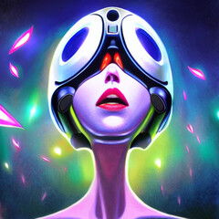 Generative AI. A surreal female robotic visage, representing the fusion of technology and artistry.





