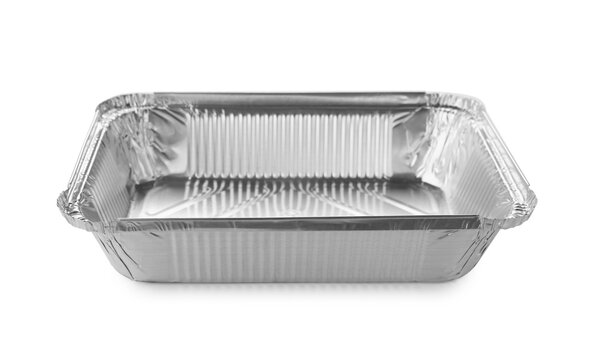 One aluminum foil container isolated on white