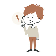 人差し指を立てて説明する服を着た男性