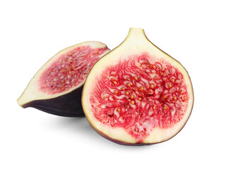 Halves of fresh fig isolated on white