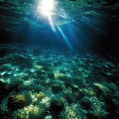 Obraz premium Caustics on the ocean floor with light dancing 