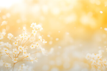 yellow background There are various blurred flowers. with beautiful bokeh