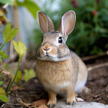 Rabbit with wide eyes and paws near its face

