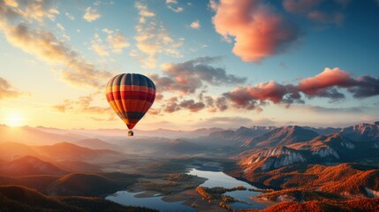 a group of hot air balloons flying over a canyon