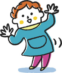 Fototapeta premium お尻を振り手を上下させてダンスする小さい子供 イラスト素材 